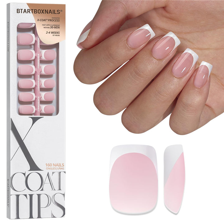 BTArtboxnails packaging front view showing complete French tip set and benefits