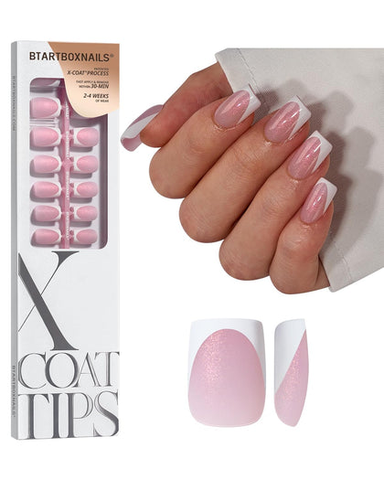 BTArtboxnails front packaging showing glitter pink French tips and kit benefits