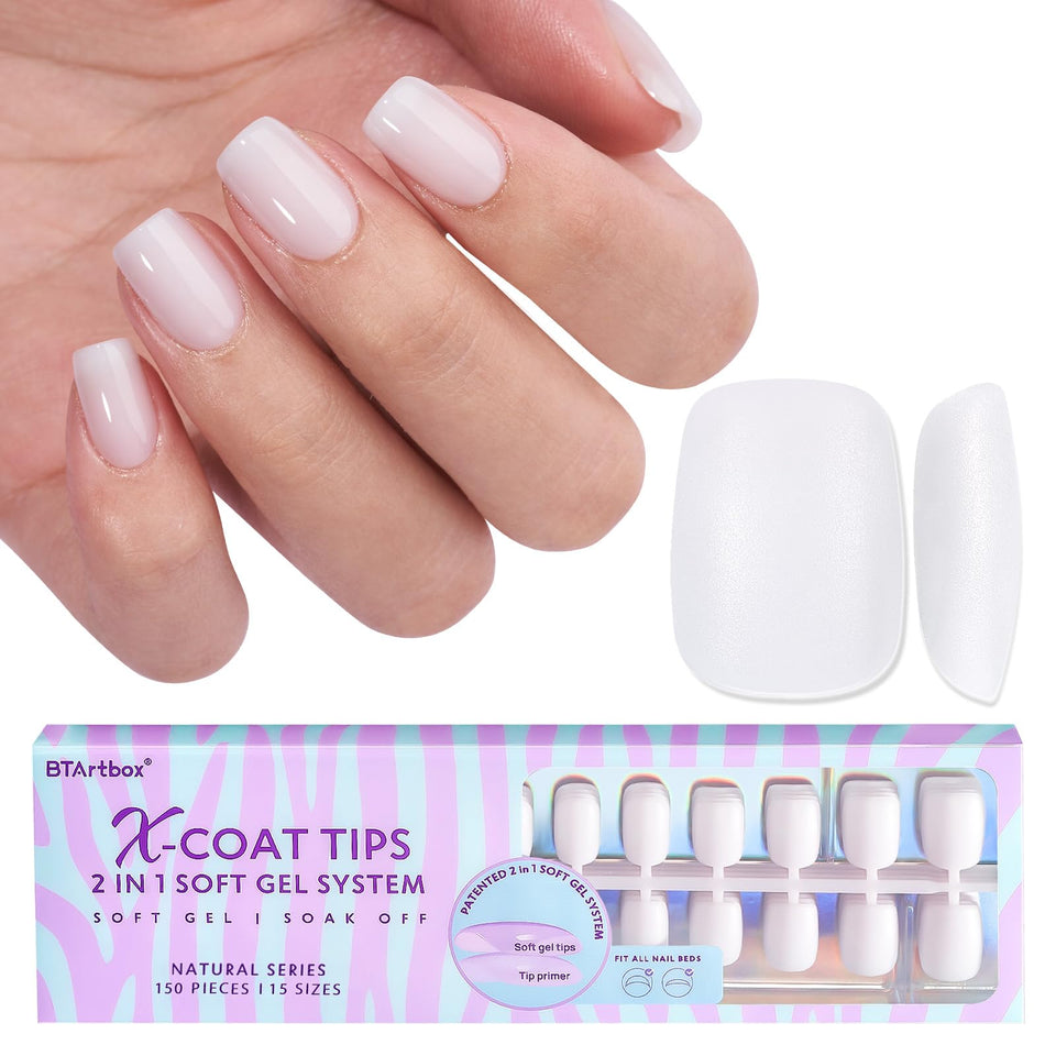 BTArtboxnails front packaging showing 150 milky white tips and kit benefit