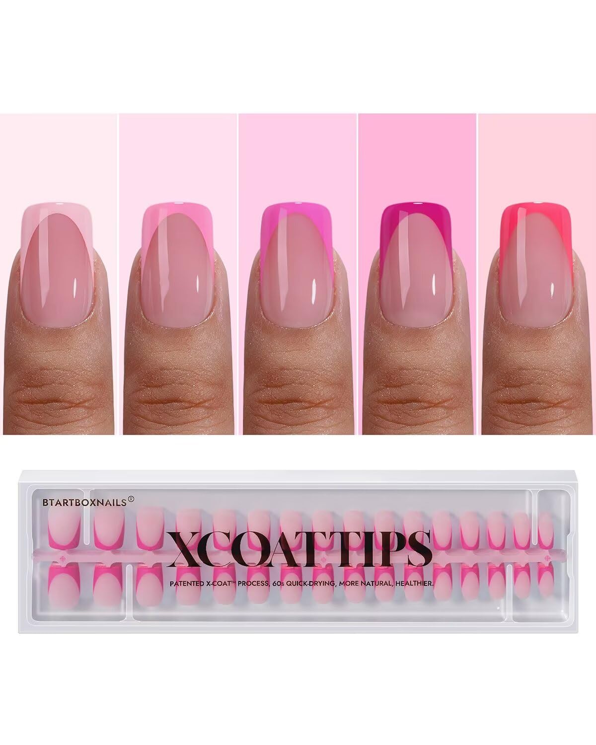 BTArtboxnails front packaging showing 160 pink French tips and easy application