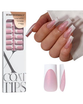 BTArtboxnails front packaging showing 96 pink glitter French tips and benefits
