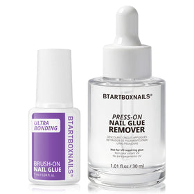 BTARTBOXNAILS front packaging showing both glue and remover for easy identification and storage