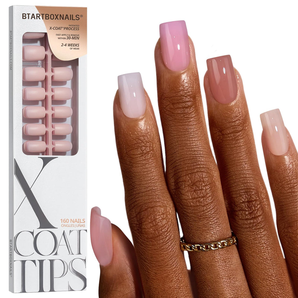 BTArtboxnails front packaging showing XCOATTIPS Bare kit and 160 nails for easy salon results