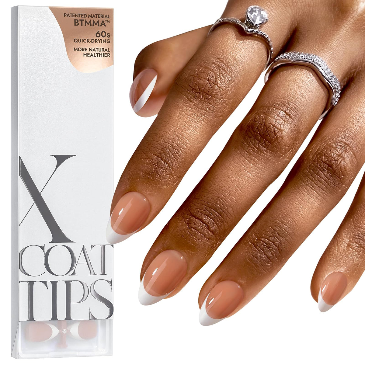 BTARTBOXNAILS front packaging showing set contents and neutral brown French tips benefit quick selection