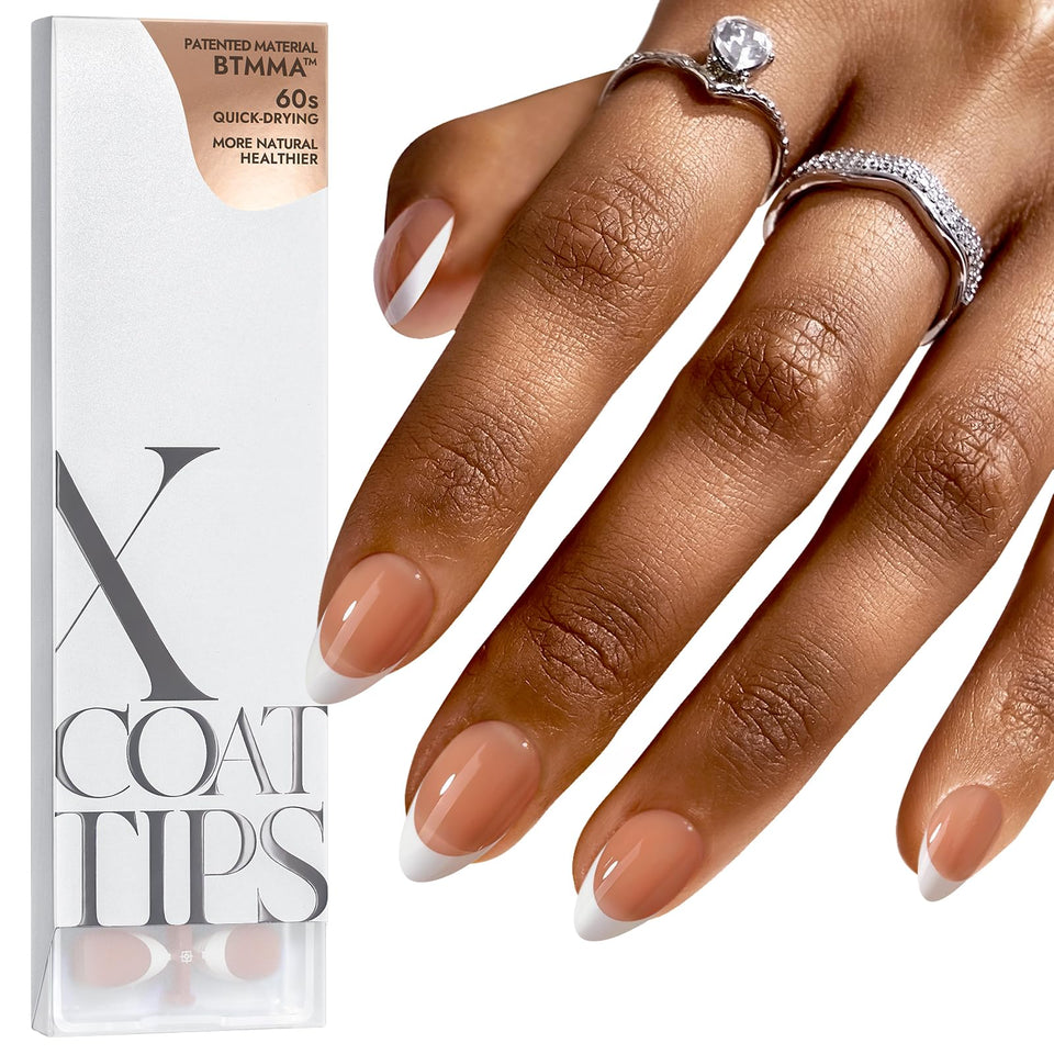 BTARTBOXNAILS front packaging showing set contents and neutral brown French tips benefit quick selection