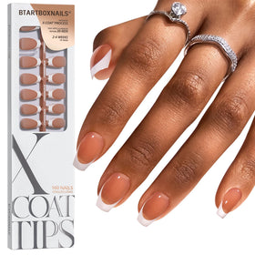 BTArtboxnails front packaging showing 160-piece kit and brown French tips benefits fast setup