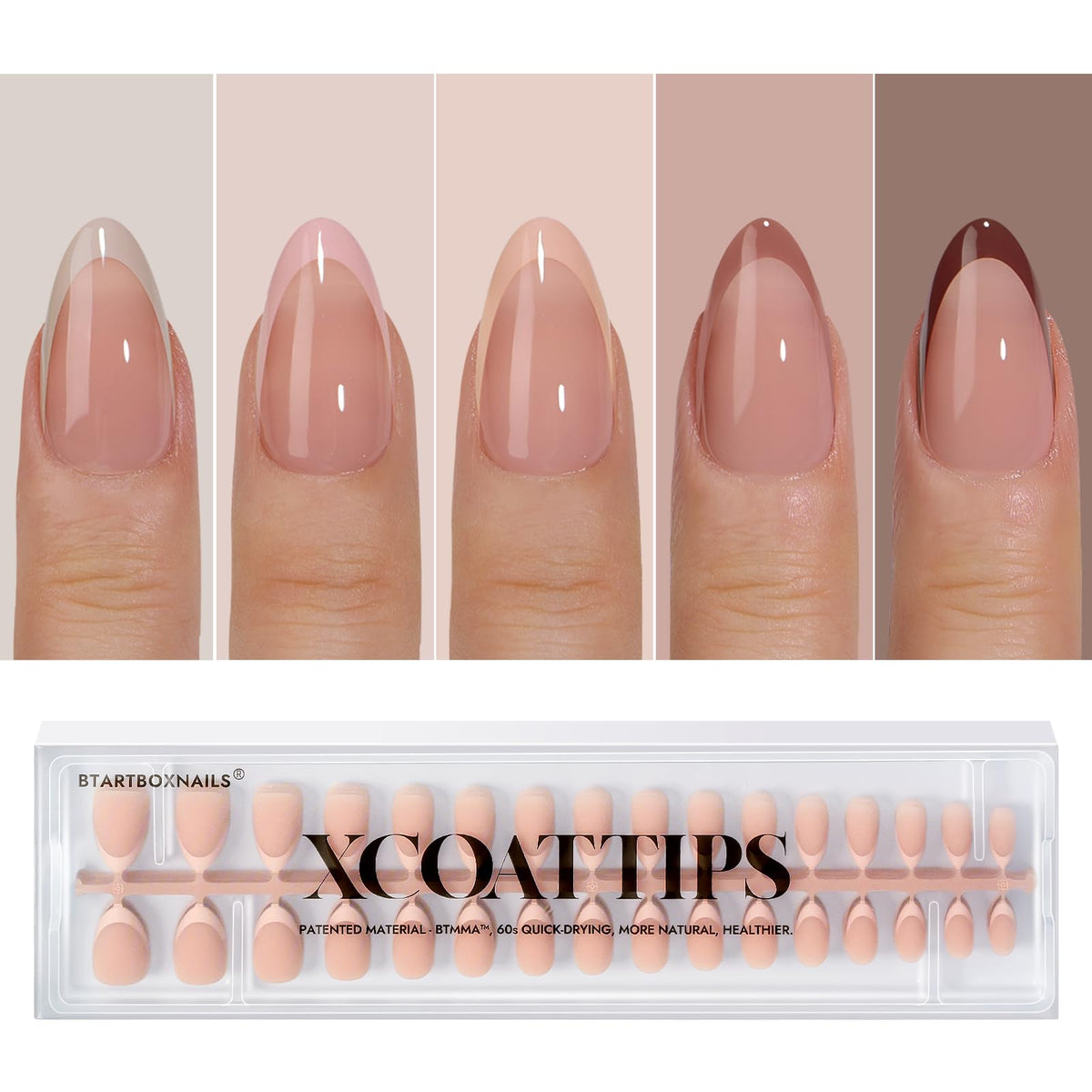 BTArtboxnails front packaging showing 160 French tip set and benefits