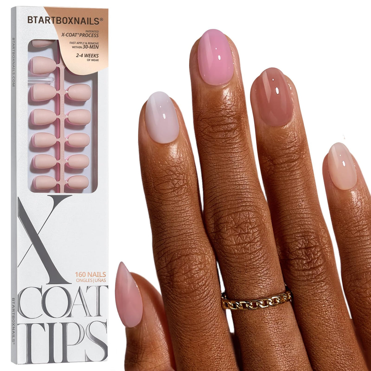 BTArtboxnails front packaging showing 160-piece set and shade range, clear value