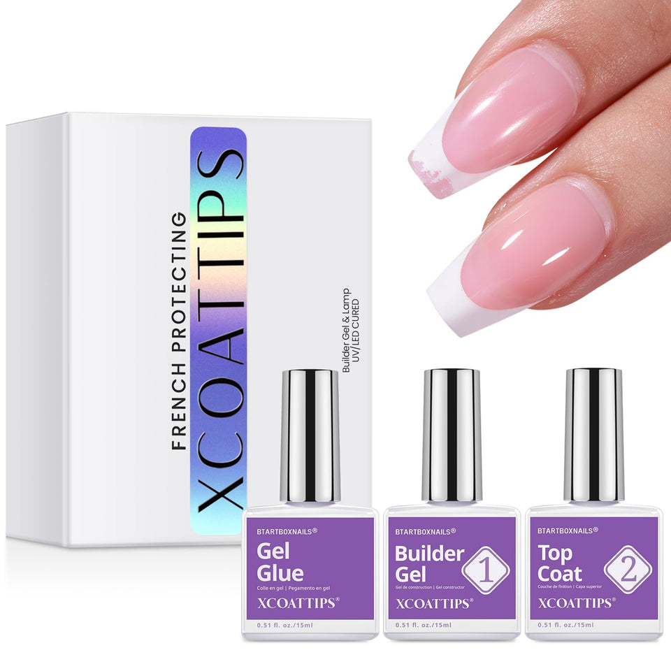 BTARTBOXNAILS front packaging showing all three bottles and benefits