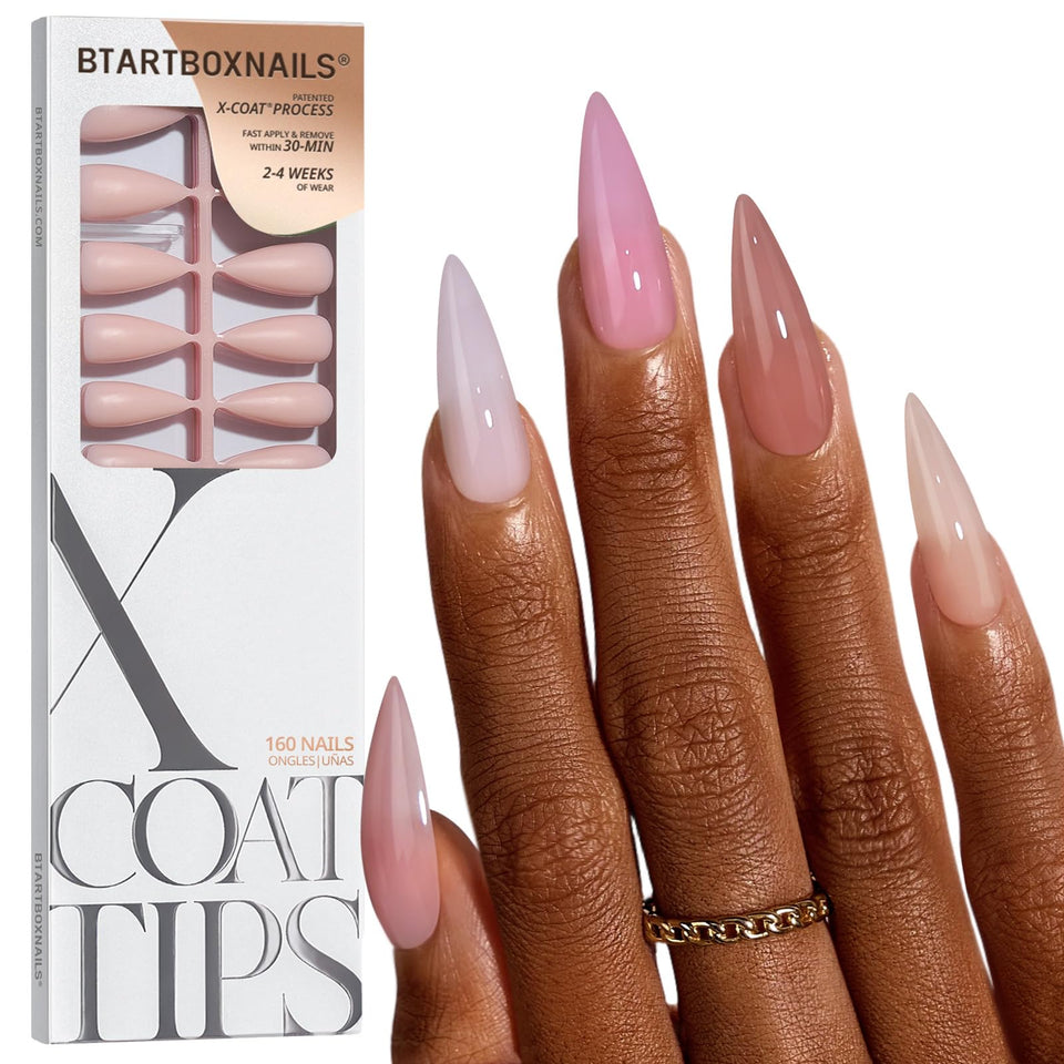 BTArtboxnails front packaging showing 160-piece kit and five nude shades for variety