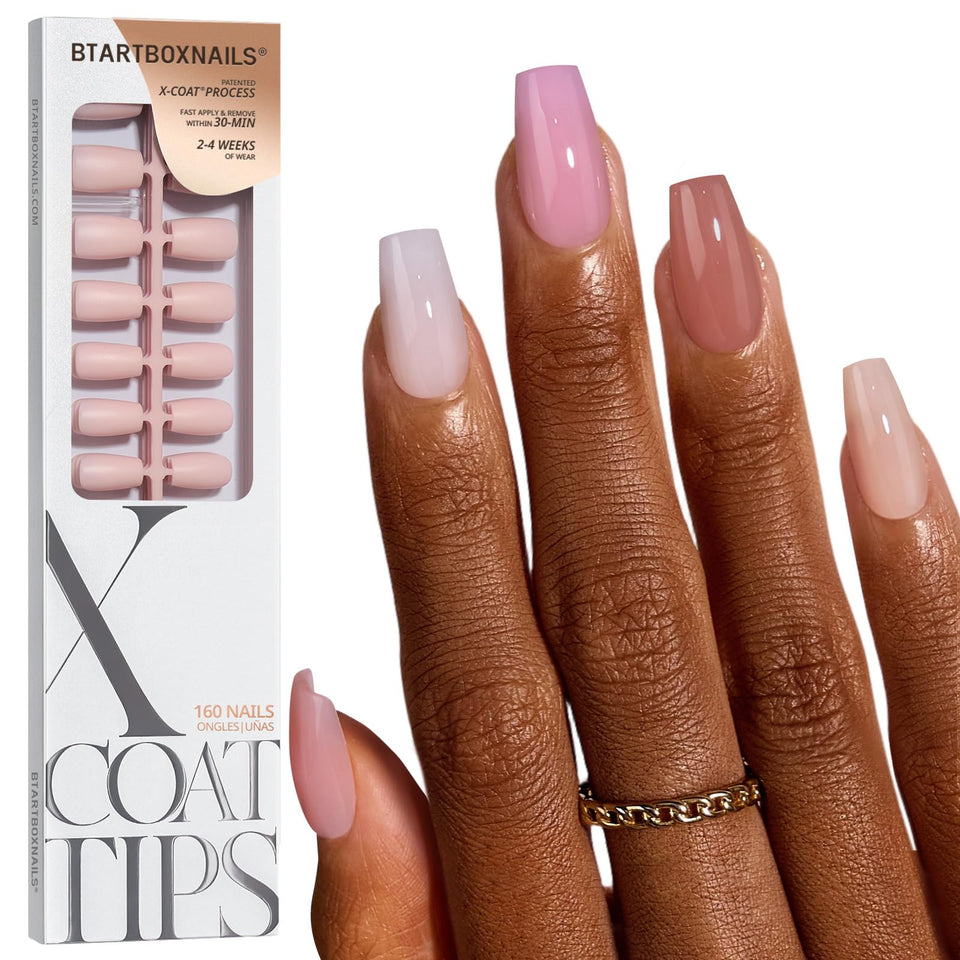 BTArtboxnails front packaging showing 160-piece press-on kit and shade preview