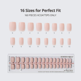 BTArtboxnails label and size chart detail highlighting included 160 nails and shade names