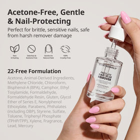 BTArtboxnails label close-up highlighting 22-free and acetone-free benefits