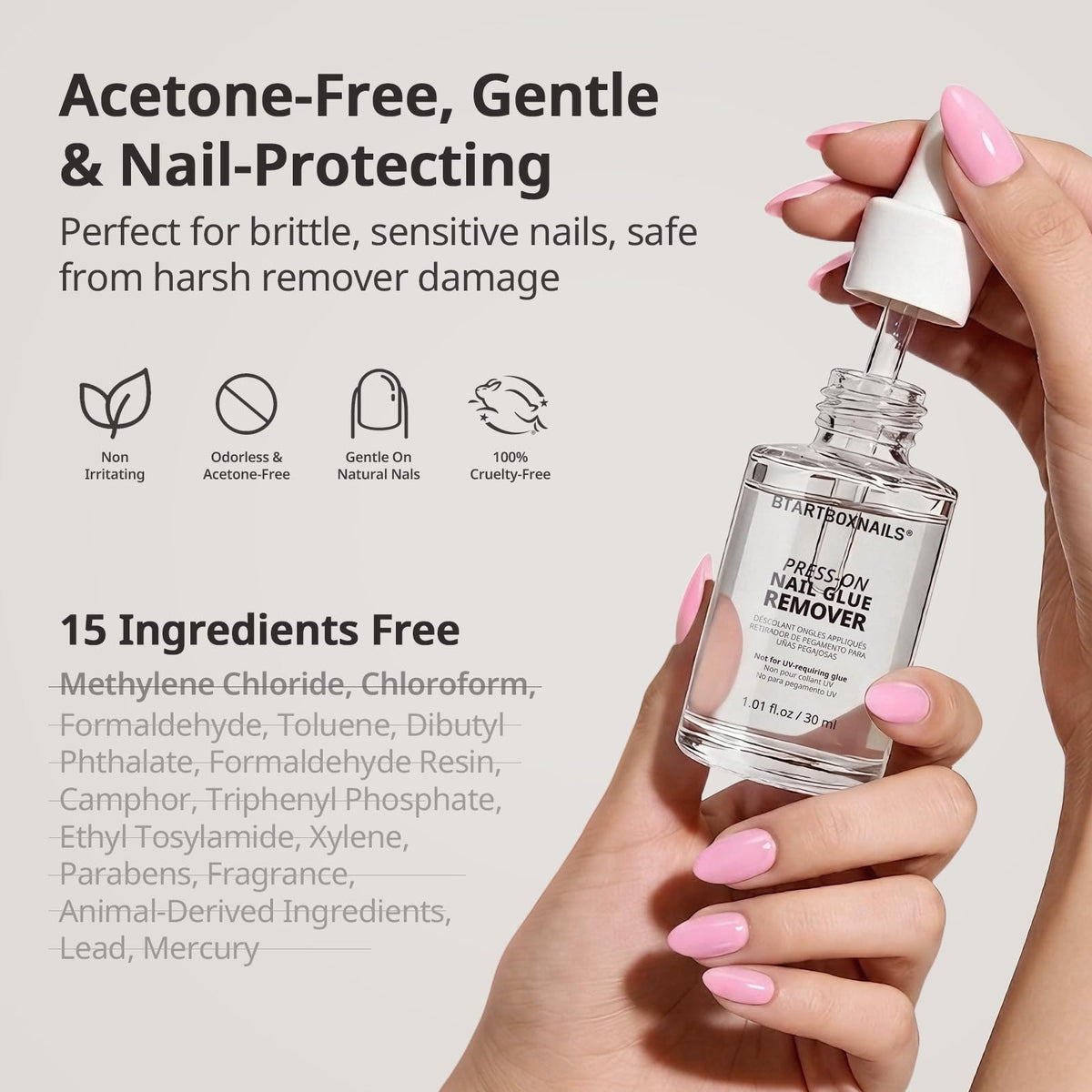 BTARTBOXNAILS glue applied to a press-on nail during use for secure, long-lasting adhesion