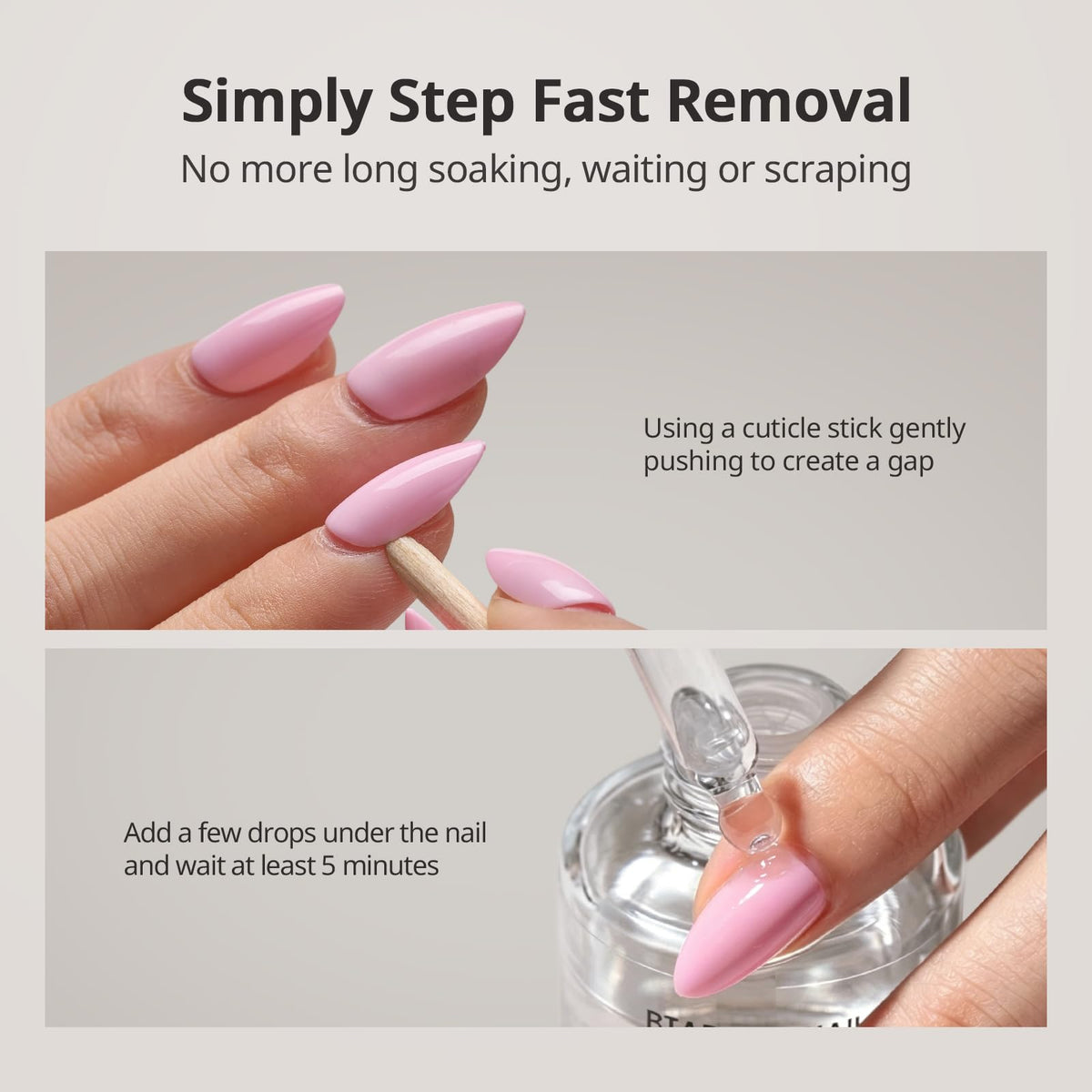 BTARTBOXNAILS quick-dry glue producing a clear glossy finish that looks salon-clean immediately