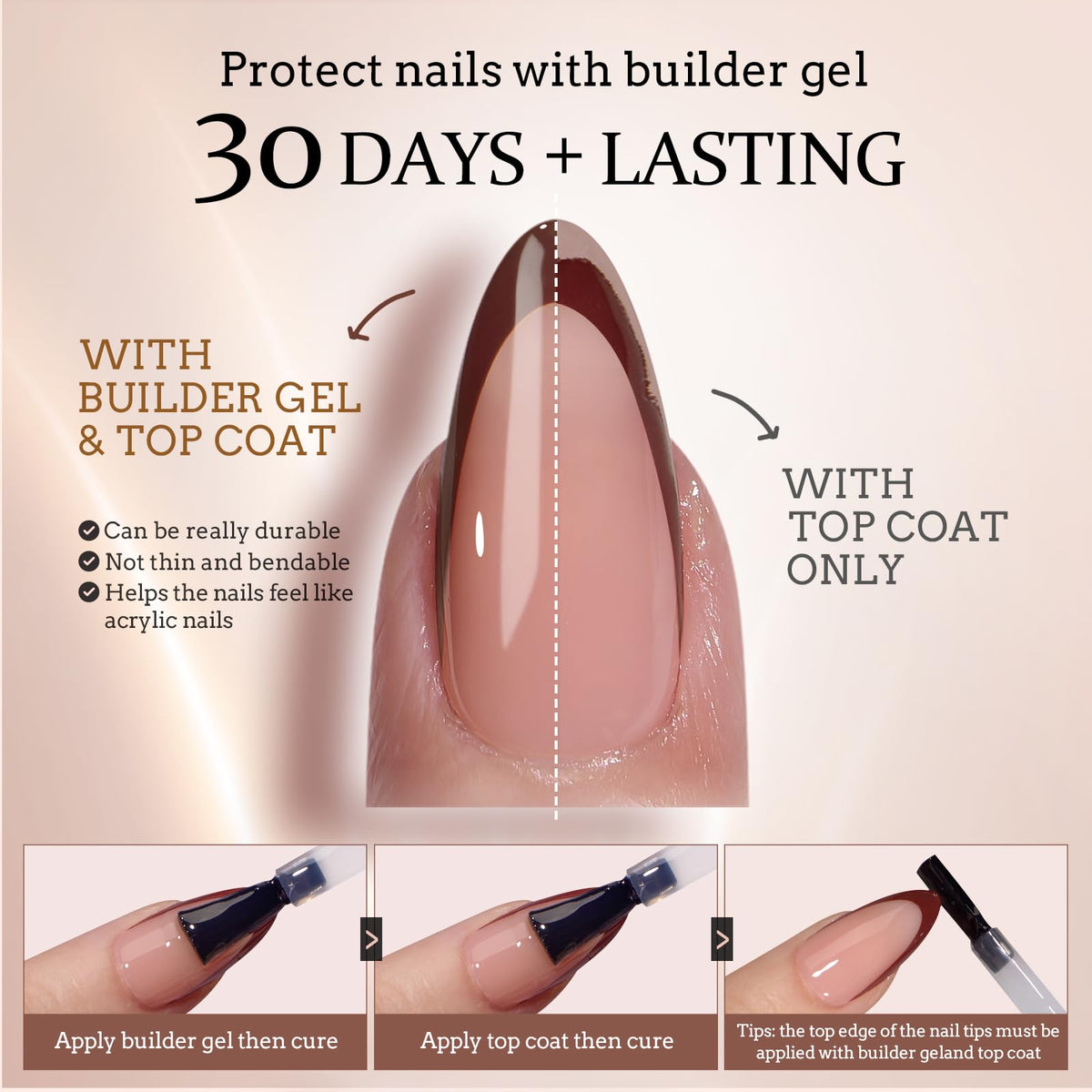 BTArtboxnails side view showing tapered cuticle fit for realism