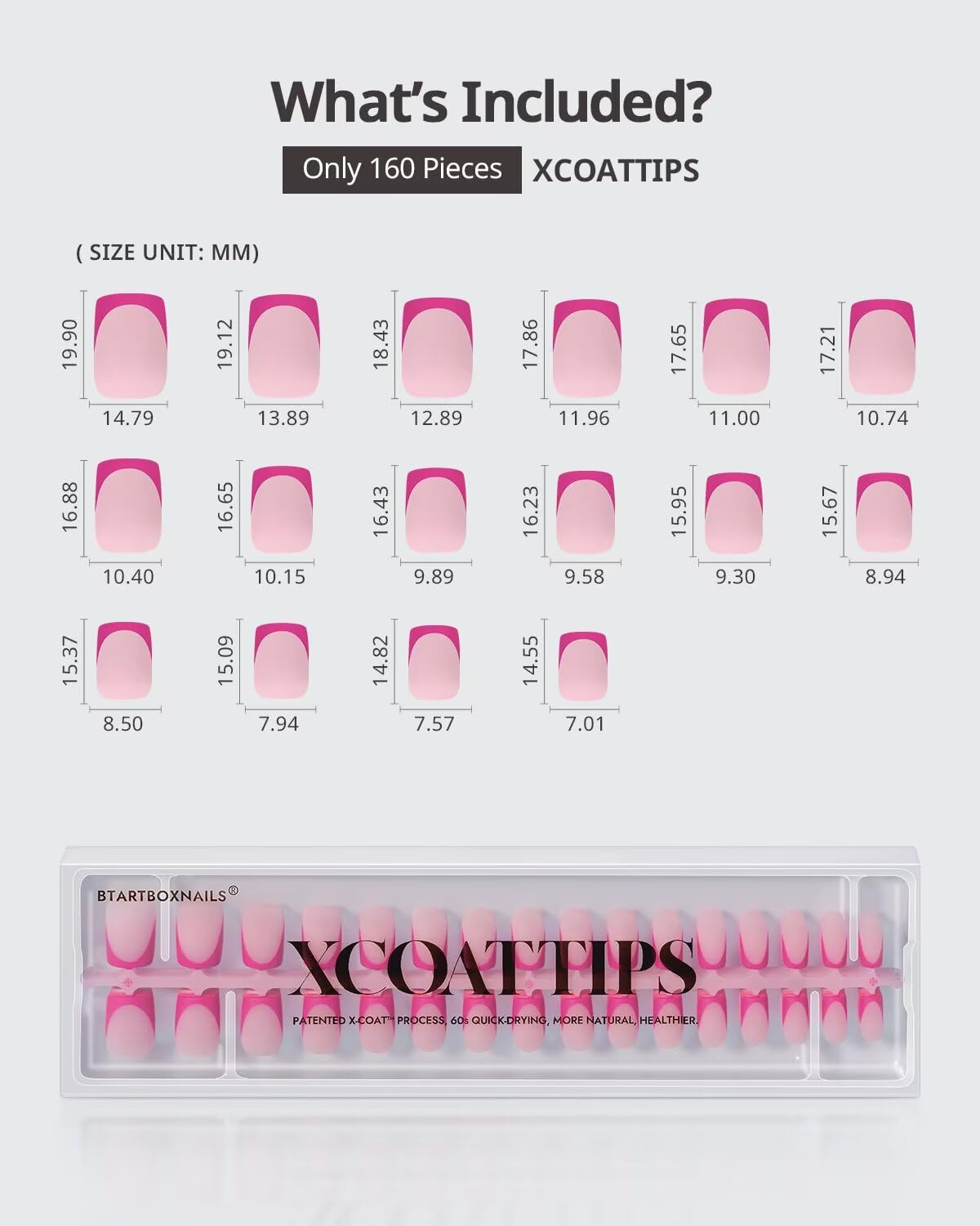 BTArtboxnails size chart with nails for accurate sizing and precise fit