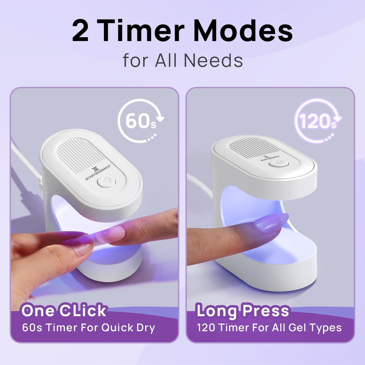 BTArtboxnails kit beside hand for size comparison and convenient portability