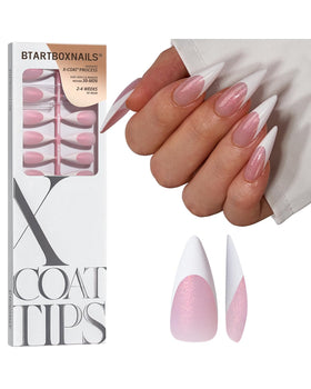 BTArtboxnails front packaging shows 96-piece stiletto French kit benefit quick salon look