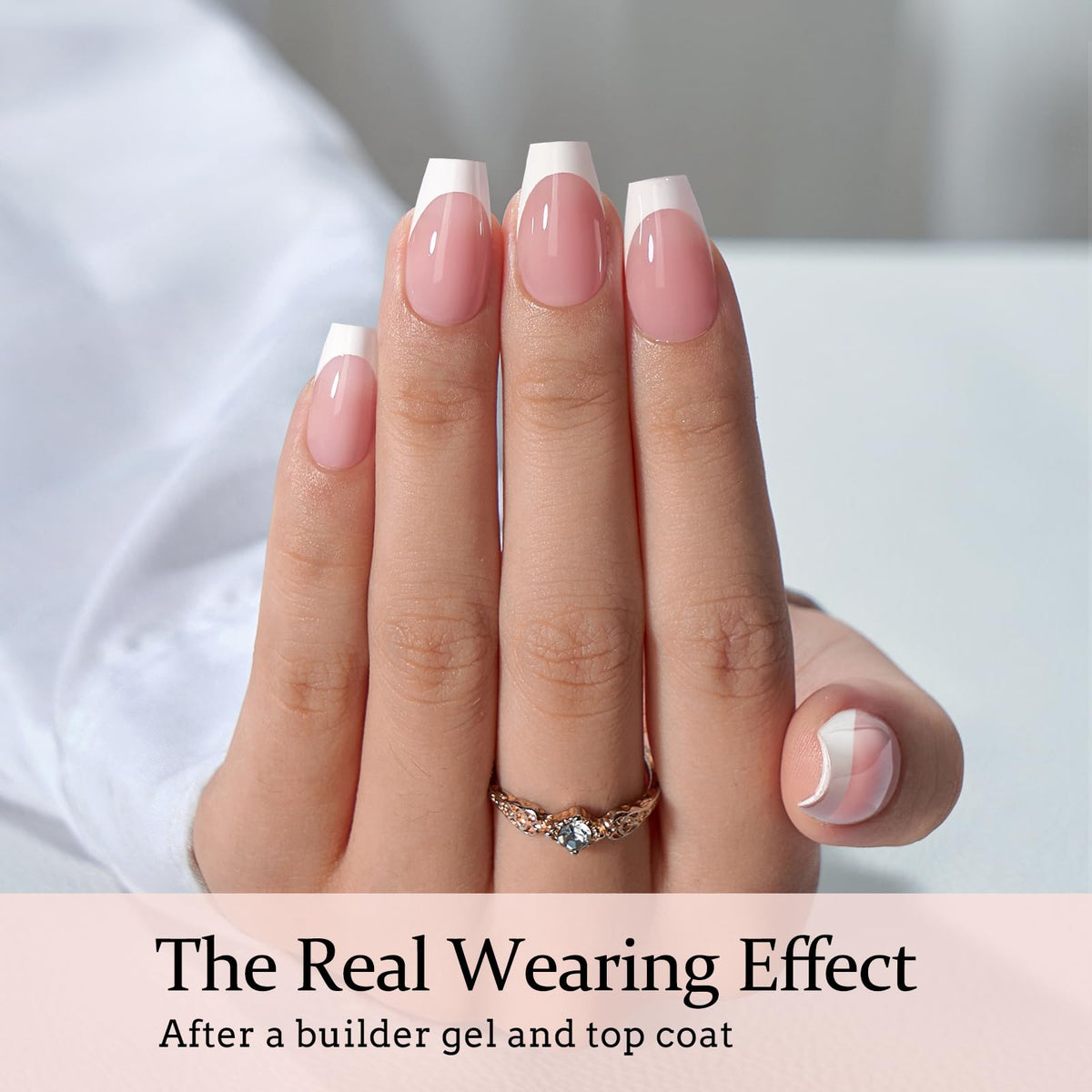 BTArtboxnails short coffin tip shape displayed to show tapered natural fit benefit