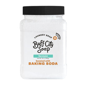 Buff City Soap front packaging showing Narcissist bar and benefit of concentrated cleaning