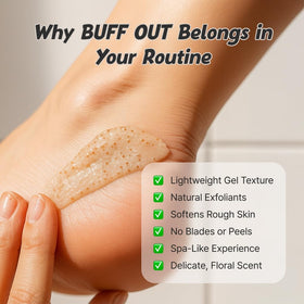 BuffOut perlite and apricot seed powder close-up showing natural exfoliants