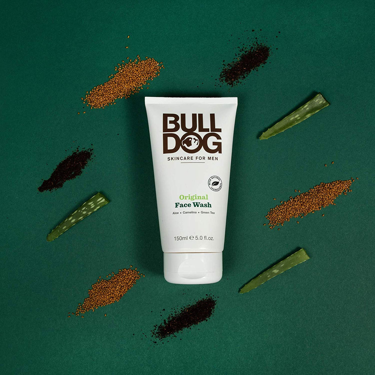 Bulldog camelina oil bottle image emphasizing lightweight conditioning benefits