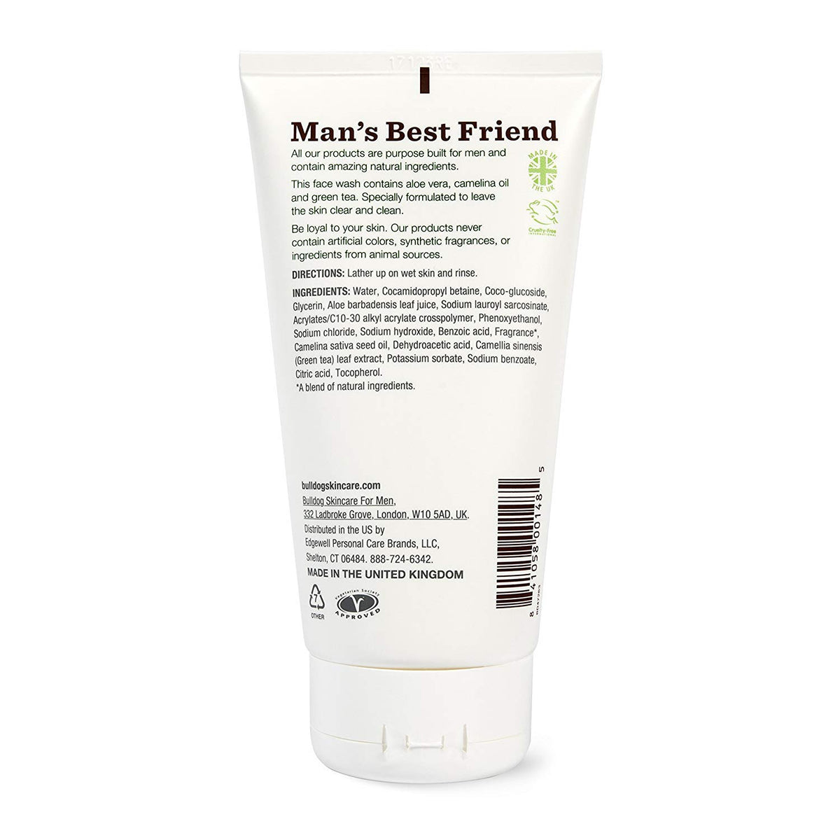 Bulldog gel foam texture on palm showing gentle lather and quick rinsing benefit