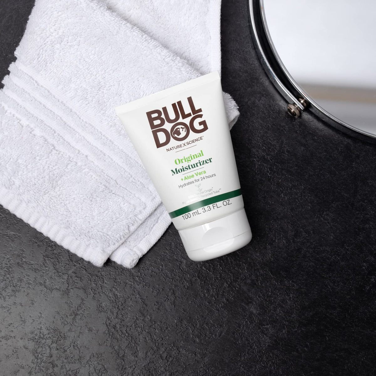 Bulldog Original kit staged in bathroom lifestyle suggesting simple daily grooming benefit