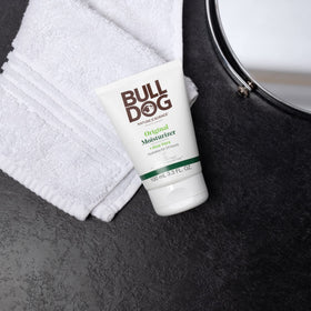 Bulldog Original kit staged in bathroom lifestyle suggesting simple daily grooming benefit