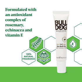 Bulldog Skincare for Men metal rollerball close-up for cooling application