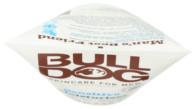 Bulldog moisturizer being applied to a man's cheek to show soothing effect