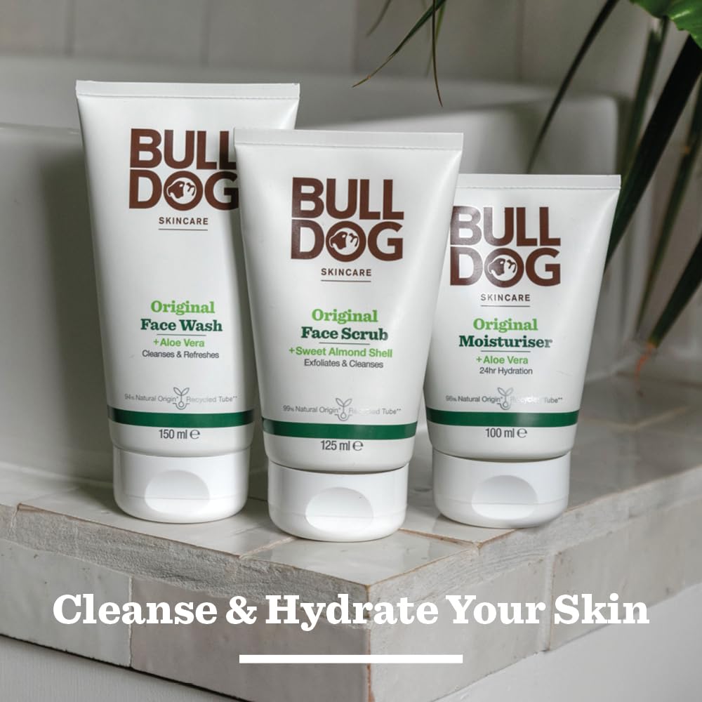 Bulldog Skincare for Men 3.3 oz next to coin for scale showing travel-friendly benefit