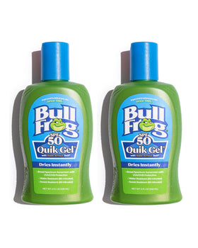 Bullfrog front packaging showing SPF 50 and 2-pack convenience and protection