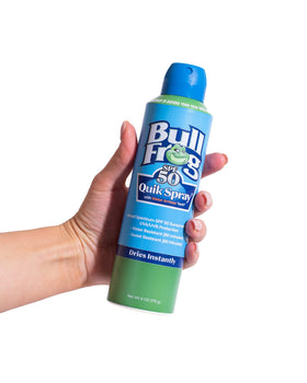 Bullfrog in-use on beach showing water-resistant protection during activity