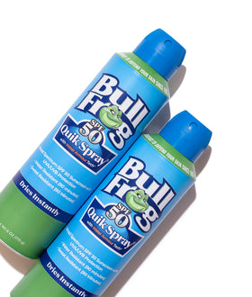 Bullfrog Quik Spray texture on skin illustrating quick-dry, non-greasy finish