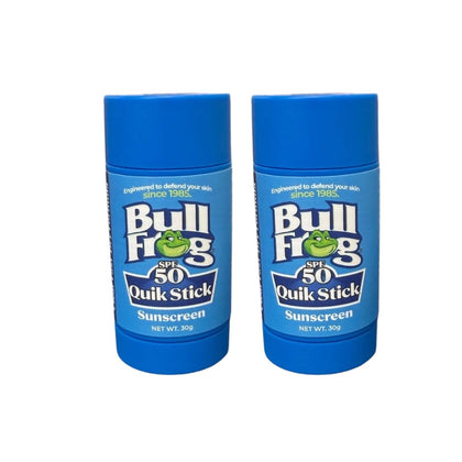 Bullfrog Quik Stick front packaging showing SPF 50 protection and benefits