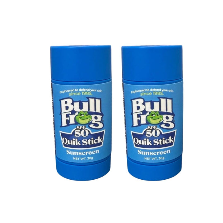Bullfrog Quik Stick front packaging showing SPF 50 protection and benefits