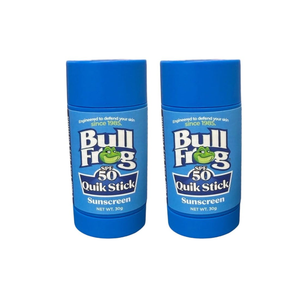 Bullfrog Quik Stick front packaging showing SPF 50 protection and benefits