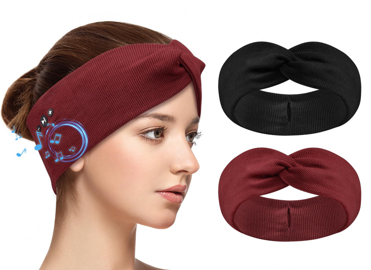 BULYPAZY front view of red and black headband pair showing style and value