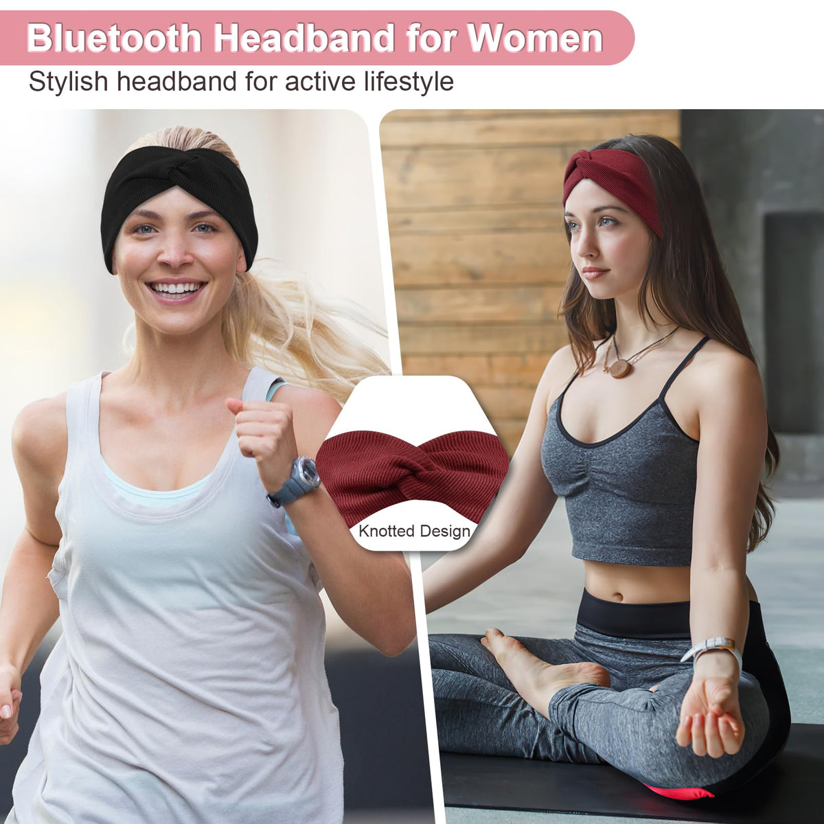 BULYPAZY headband worn in yoga pose showing comfortable wireless listening