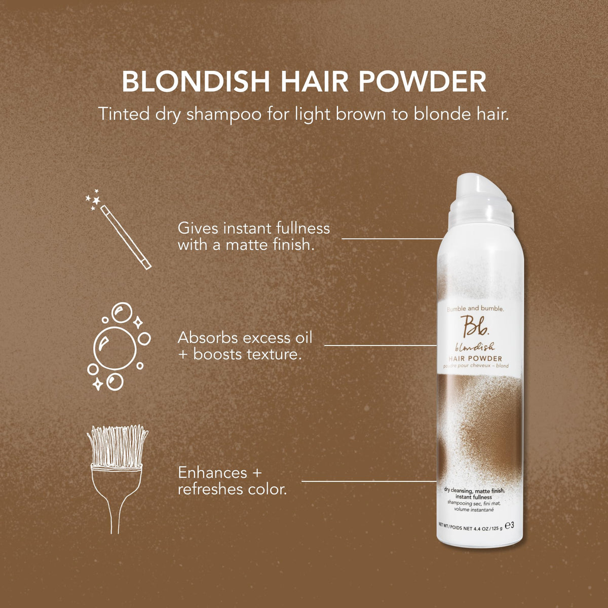 Bumble and bumble applied at roots showing instant volume and color blend benefit