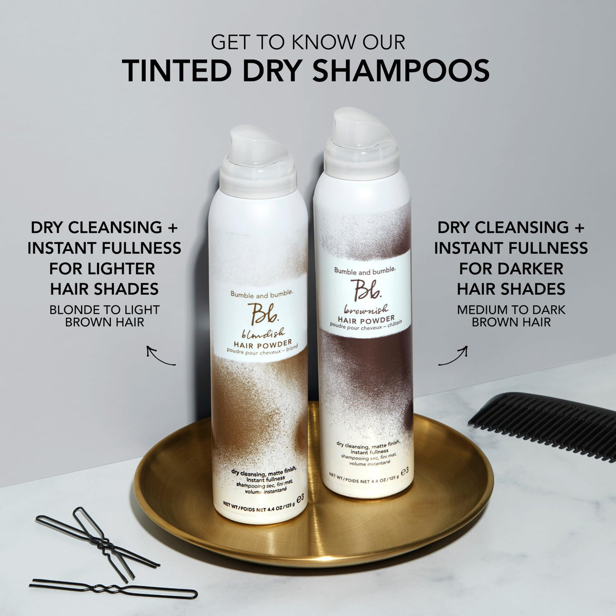 Bumble and bumble used on brown hair showing blended root coverage benefit