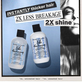 bumble and bumble conditioned hair close-up showing shine and added fullness