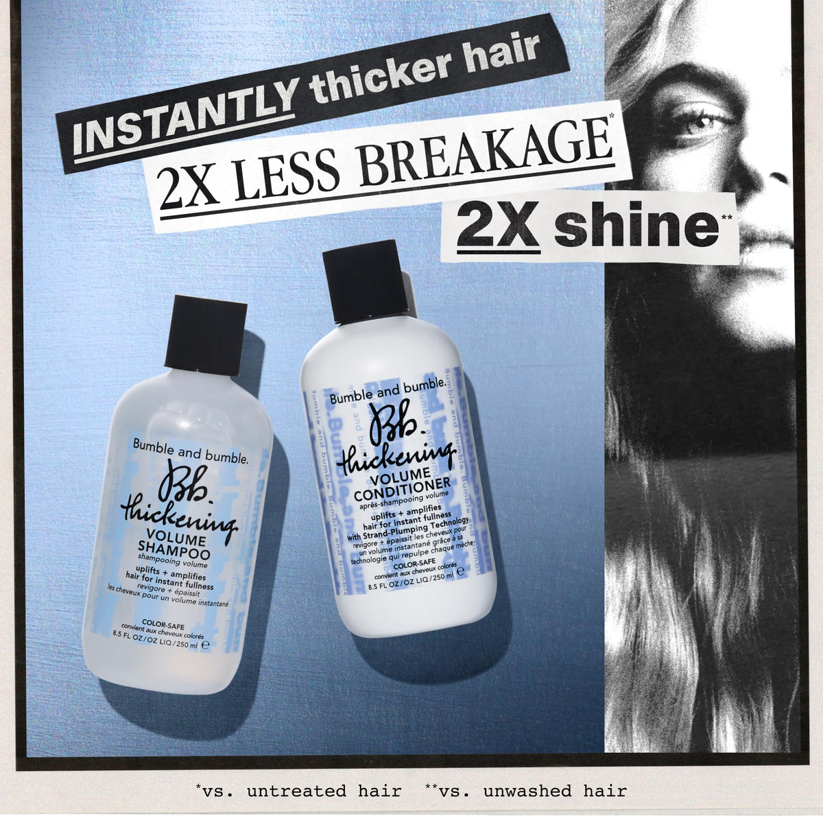 Bumble and bumble applying conditioner to mid-lengths demonstrating detangling