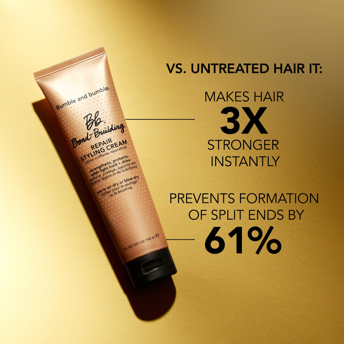 Bumble and bumble styling cream applied to damp hair for heat protection benefit
