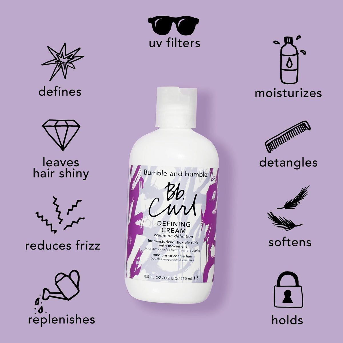 Bumble and bumble cream used while diffusing curls, enhances bounce and reduces frizz