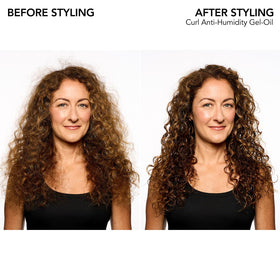 Bumble and bumble gel-oil texture dispensed on palm showing lightweight, glossy consistency