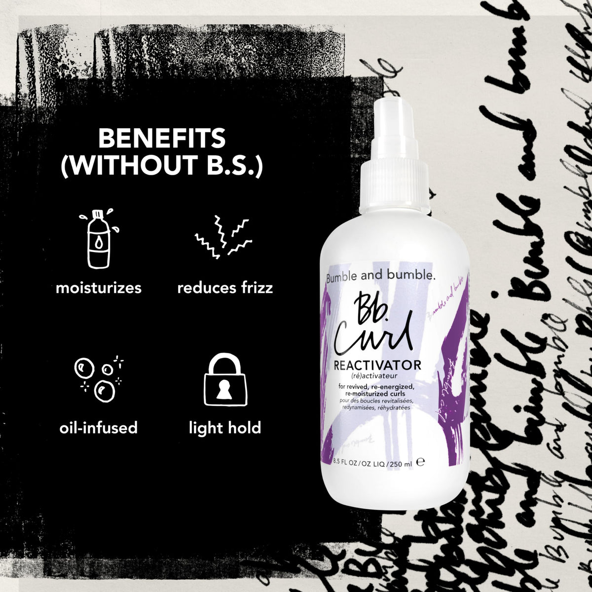 Bumble and bumble ingredient bottles with jojoba and avocado for nourishment