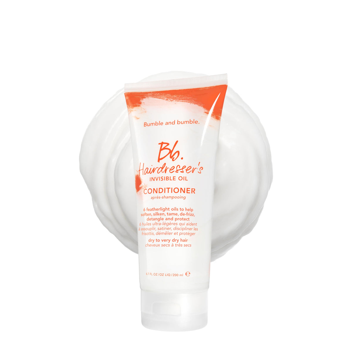 Bumble and bumble front packaging showing 6.7 fl oz bottle and benefits